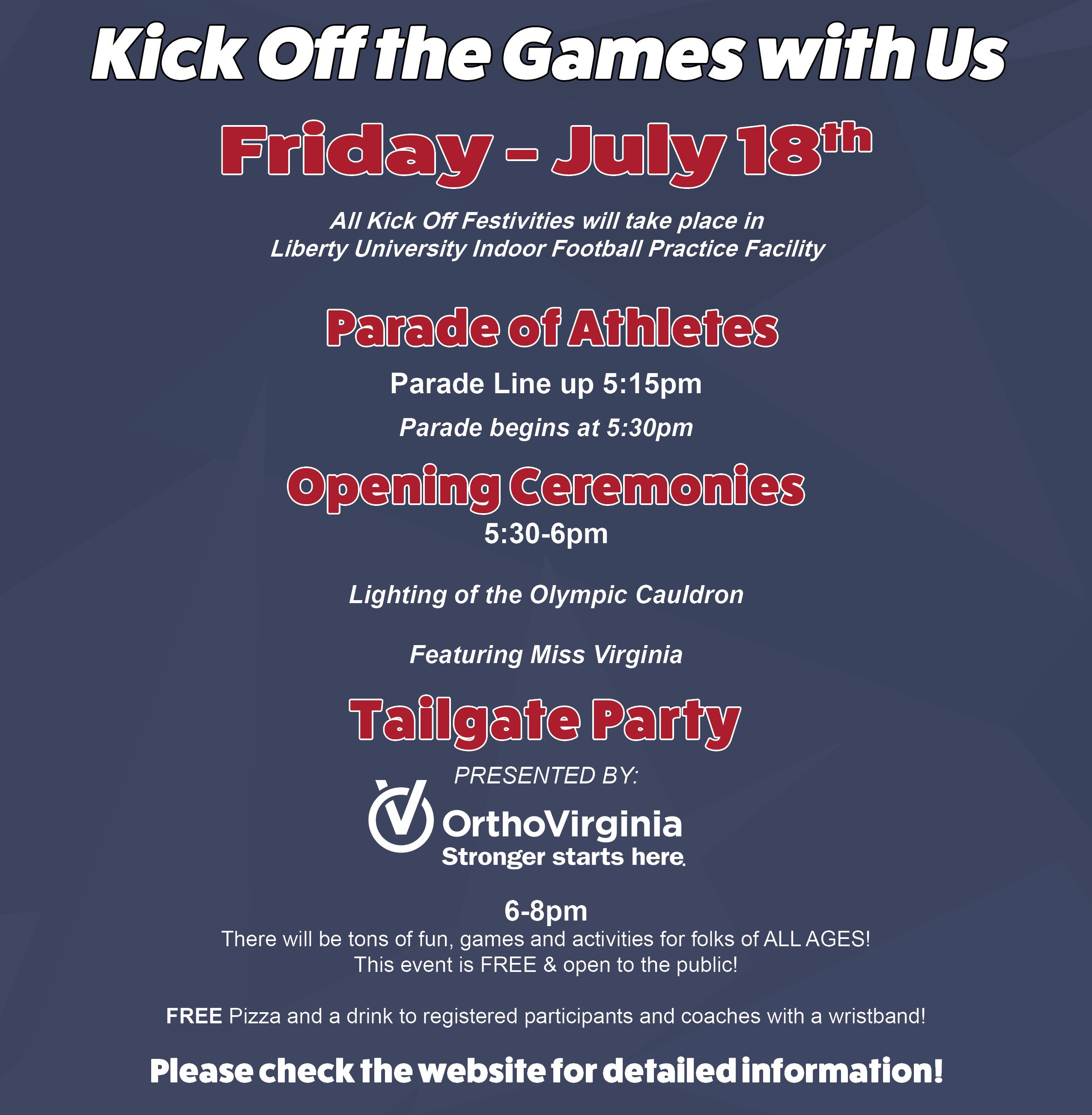 Sponsor Tailgate Party & Opening Ceremonies Information