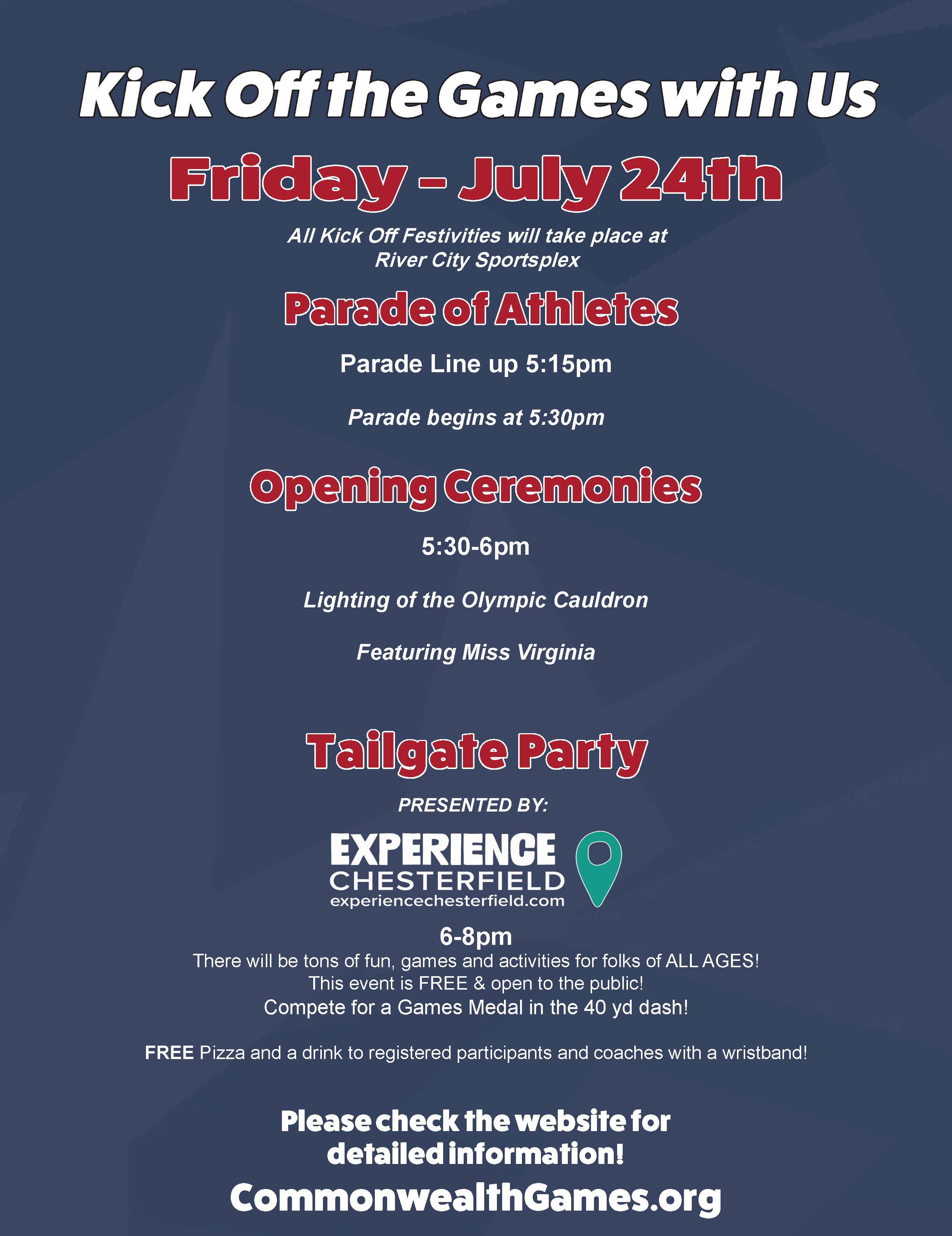Sponsor Tailgate Party & Opening Ceremonies Information